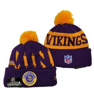 NWT Minnesota Vikings Sports Knit‎ Pom Beanie Fleece Lining OSFA Unisex